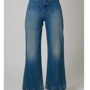 Rollas Medium Wash Blue Patch Pocket Wide Leg Sailor Jeans Women’s Size 32